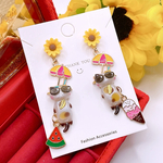 数量限定❣️夏モチーフ サングラスをした🕶猫ᓚ/ᐠ. .ᐟ\ ひまわり🌻 パラソル⛱ スイカ🍉 アイスクリーム🍨 ワクワク♪ 夏🌴🏖🌈 海🌊 ピアス イヤリング  レディース アクセサリー