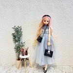 グレー　チュール　キャソール　ワンピース　のみ　ピュアニーモ　ワンピース　リカちゃん　ドール　コート
