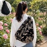 しずく型 ワンショルダーバック 長さ調節可能 豪華 薔薇 黒
