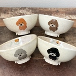 プードル かすり ごはん茶碗 ４色 ★ レッド ブラウン シルバー ブラック ＴＫＧ 飯椀 12cm
