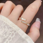 ꫛꫀꪝ✧‧˚天然シェルリング　ジルコニアリング　本金コーティングリング