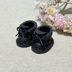【new】＊送料無料＊mini☆mini ミニチュア折り返しシューズ⑳（ブラック）　オビツ11  10cmぬい靴