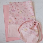 お姫様気分になれる♡バレエ柄　給食セット🩰【サイズオーダー可】バレリーナ プリンセス　ランチョンマット＆巾着袋セット ピンク 女の子 入園入学準備　幼稚園・小学校の給食袋やコップ袋に　ランチクロス