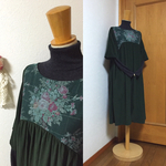 コーデュロイドルマンスリーブロングギャザーワンピース