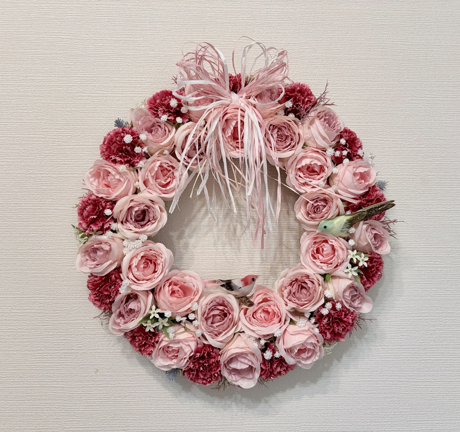 No.wreath-15527☆迎春しめ縄リース(お正月リース) 23-(2) ピンク