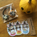 ハロウィン猫ヘアゴム＆シールセット C