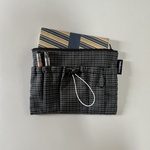  撥水 文庫本ブックポーチ (ブラック チェック)  A6 
