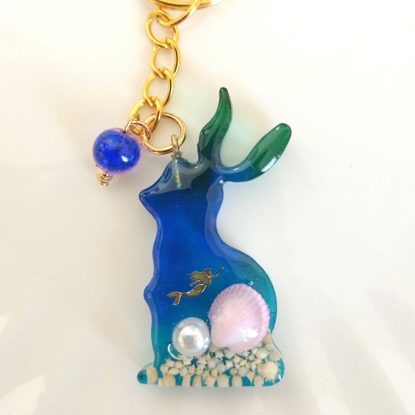 レジン たまごっち まめっち シャカシャカ キーホルダー 水色 - tubasa