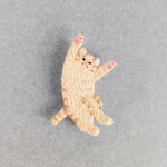 猫の刺繍ブローチ  バンザイ寝・茶トラ    Embroidery brooch  Cat