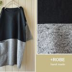 sale送料無料♪302☆彡黒リネン＆ジャズネップドロップ袖腰切り替えワンピース