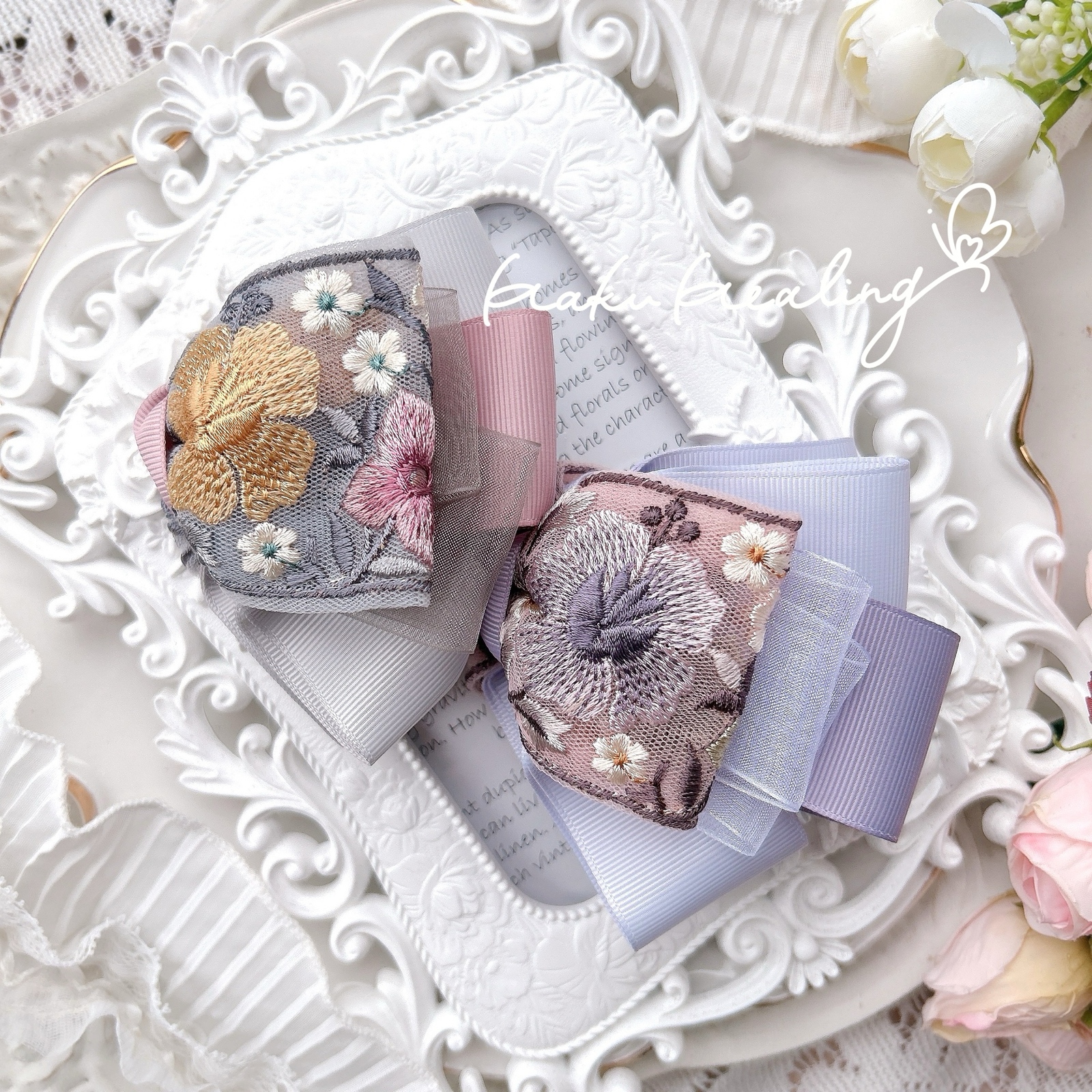 Butterfly🦋🩵 レジン ヘアクリップ ドライフラワー 浴衣 夏
