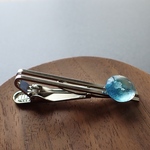 【1点もの】琉球ガラス玉の一粒キーリング / blue