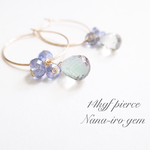 ＊再販＊14kgf bluegray mysticquartz × tanzanite hoop