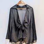 カシュクール　シースルー　ラメ　羽織　Lサイズ程度　ポリエステル　ブラック　リボン　長袖　Aライン　ブラウス