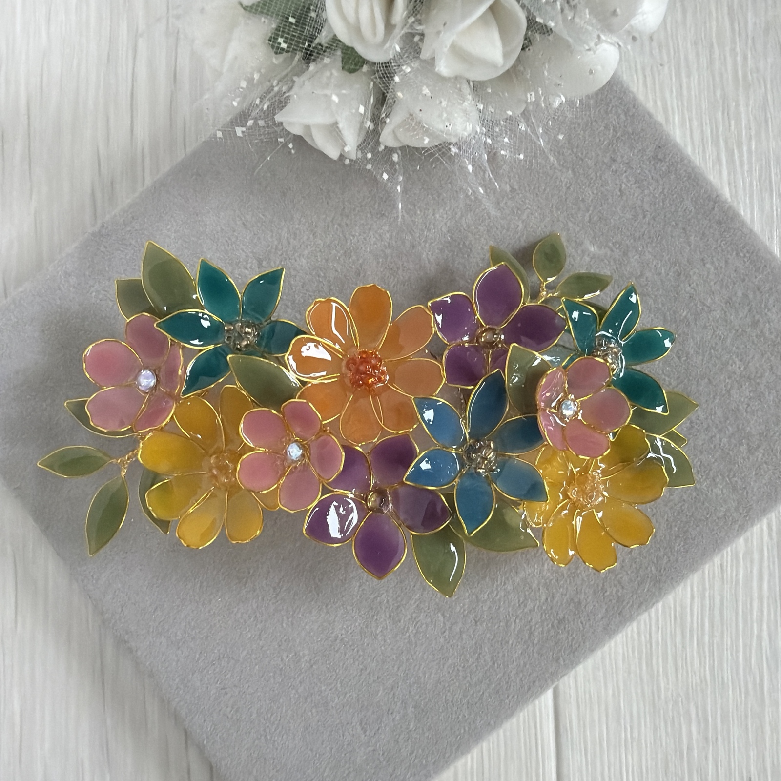 sold out〉大きめバレッタ「桃の花」 - hanasizuku | minne byGMO