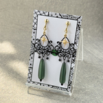 YUMEピアス / イヤリング｜GREEN×BLACK｜手染めビーズ