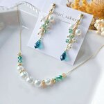 【5月誕生石カラー】エメラルド カラー ネックレス ピアス イヤリング パール クリスタルガラス  プレゼント ニッケルフリー 金属アレルギー対応 サージカルステンレス