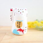 富士山と鯛の招き猫　（張り子）