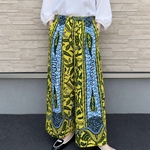アフリカンプリント アフリカ布 ワイドパンツ 華やかイエロー