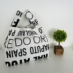 エコバッグ　英字　モノトーン　コンパクト　ハンドメイド　コンビニサイズ