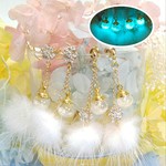 再販:4 夜光:ﾐﾝｸﾌｧｰと雪明かり&雪の結晶❄ﾋﾟｱｽ