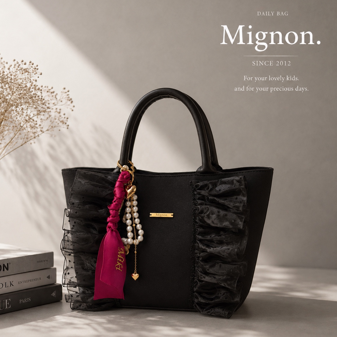 シフォンフリル ヌビトート mini｜軽量・高見え・カートバッグにも