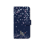 夜桜　手帳型ケース スマホケース 猫 iPhoneケース iPhone8  iPhoneXS iPhone12mini iPhone11Pro Xperia Galaxy 他機種対応