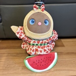 ラボット服　　夏だ！スイカ柄ぽわん袖ワンピース　大きなスイカ🍉ポーチ付き