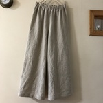SALE ワッシャー加工高密度リネン（フラックス）で作ったワイドパンツ