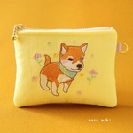 柴犬と一緒にお出かけ♪ 刺繍ポーチ（リップケース・カード入れ）