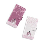 月と猫 (桜 ver.)　手帳型ケース　スマホケース