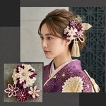 つまみ細工セット✴︎プラム×ホワイト