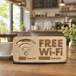【文字・図柄変更可】木製サインプレート　/  フリーWi-Fi  インテリア雑貨　インテリアスタンド　カフェグッズ