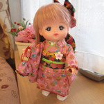 メルちゃんの着物セット*ピンクに毬