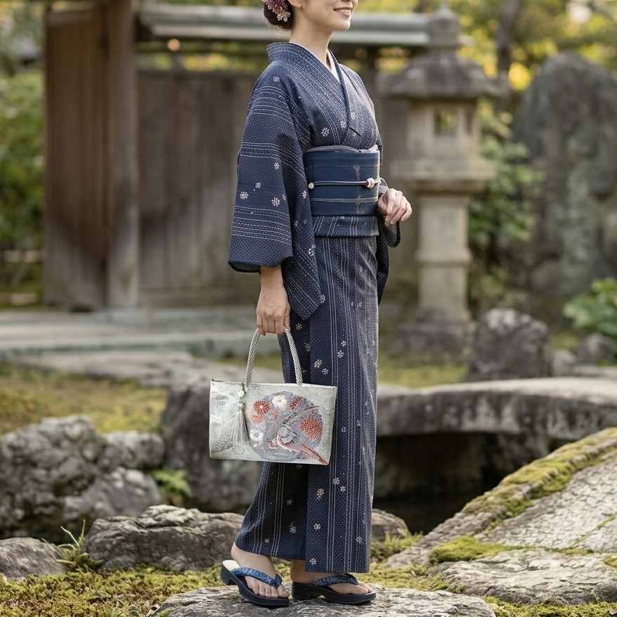 帯バッグ【萩牡丹紋様】金箔 着物帯リメイクバッグ - 彩鳥〜irodori
