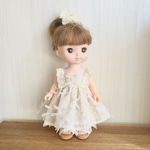 リボンモチーフのシフォンワンピースで♡メルちゃんソランちゃん服ハンドメイド