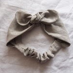baby S size 結びリボンヘアバンド リネン （GRAY）