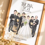 【家族集合似顔絵】結婚式 両親贈呈ギフト｜子育て感謝状｜両家ギフト｜ウェディング似顔絵