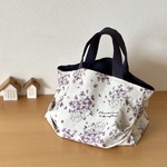 ＊ぽてっとタックbag  Mサイズ リバーシブル＊お散歩トート ビオラ ナチュラル×パープルグレー