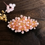 coral pink flowers 満開のコーラルピンクのお花 梅 桜　パール　8㎝バレッタ　大きさを選べます