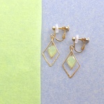 和紙のイヤリング/ピアス＊ダイヤ＊ダイヤフープ/黄