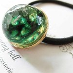 winter forest green ヘアゴム　レジン