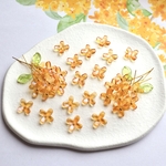 新色★12mm 金木犀　お花のガラスビーズ  ピンクグリッター×ブラウンオレンジ