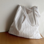 hotel stay tote－off white｜トートバッグ / コットンリネン / ストライプ / 旅行 / サブバッグ
