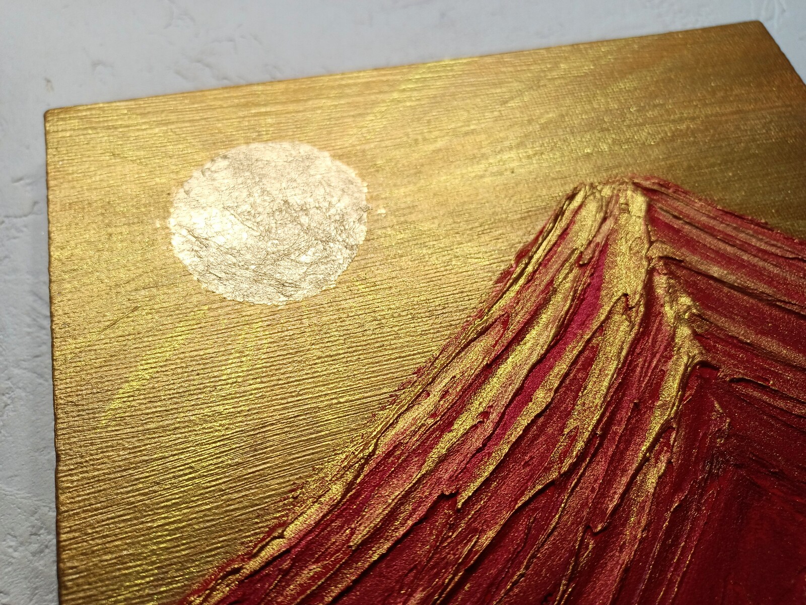F0☆風水開運絵画＊運気上昇 黄金空 日の出赤富士 富士山 日本 金運