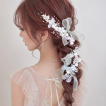 選べる シアーリボン 2点➕ヘッドドレス セット/ 卒業式　成人式　ウェディング パール フラワー ヘアアクセサリー