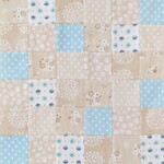 【受注制作】大きめ滑り止め付カフェマット49×70cm（サンドベージュ×水色）パッチワークのペット用マット