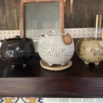 手のりサイズの猫の植木鉢&受け皿セット