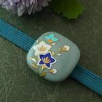新作　蒔絵柄 帯留め「桔梗」 蒔絵風　オリジナルデザイン　アクリルカボション　一点物
