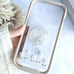 【ラメがきらめくフラワーグリップ付き】iPhoneケース　フラワーケース　iPhone17/17e/17pro